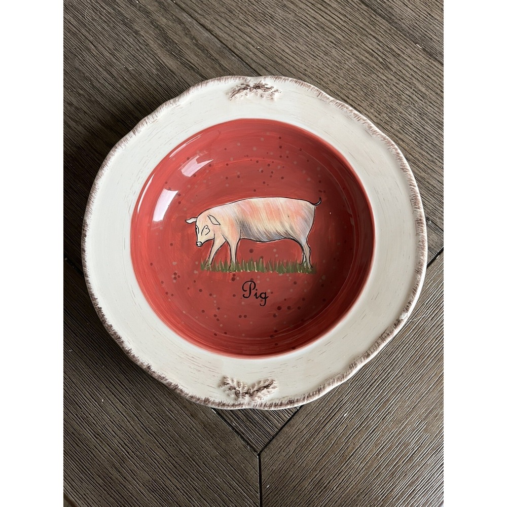 Raymond Waites Certified International VINTAGE FARM Pig 9" Bowl